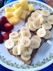 Almond Butter on Chia toast with fruit